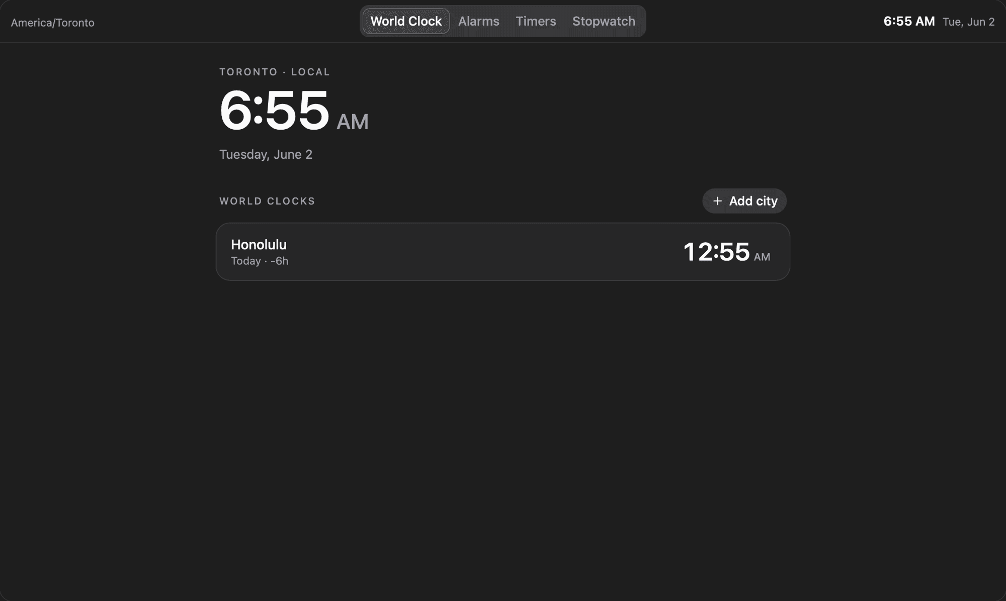 Clock screenshot