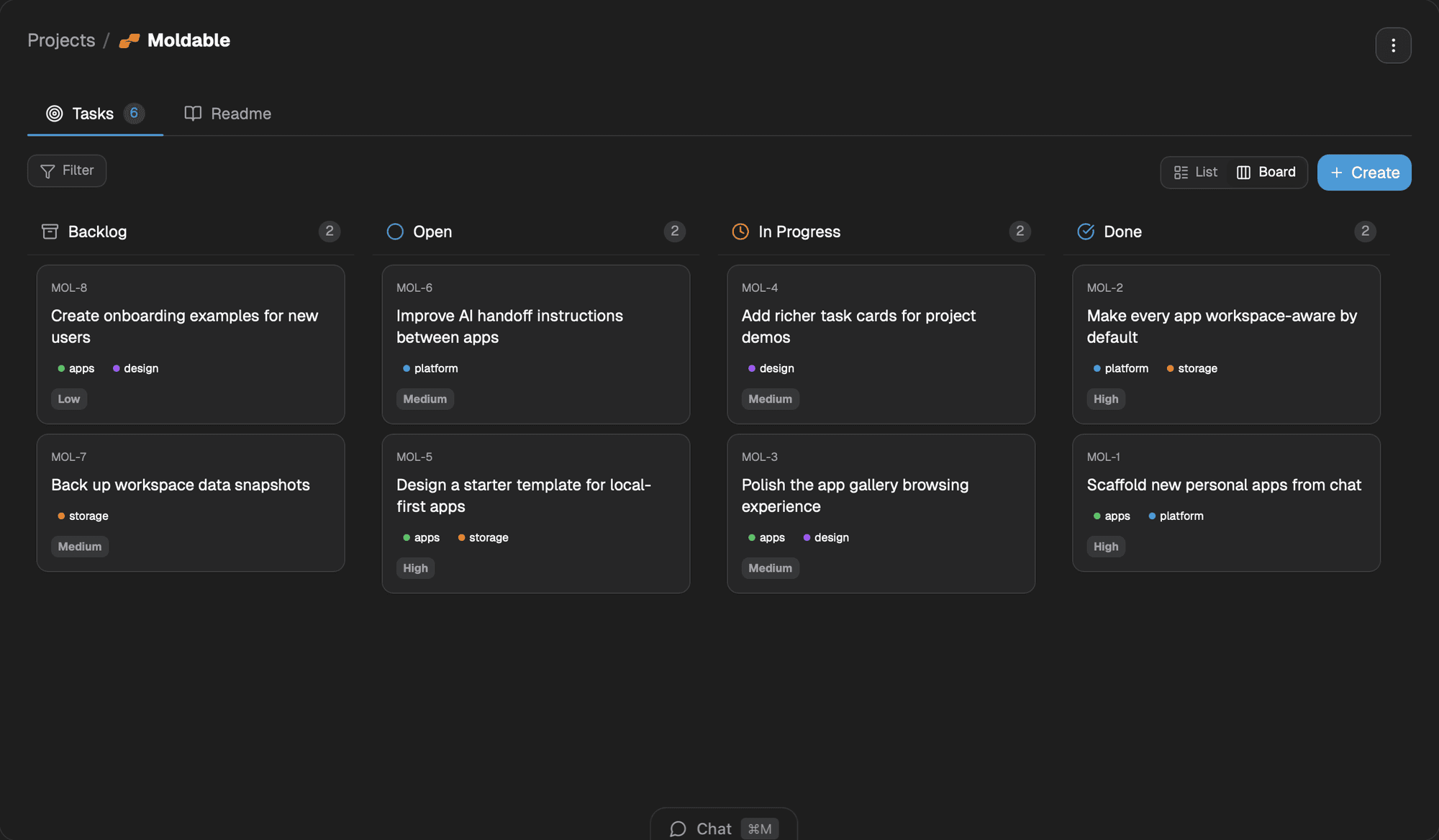 Tasks screenshot